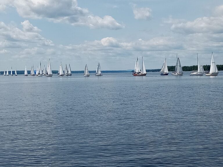 Parade of sailboats during Sailpast