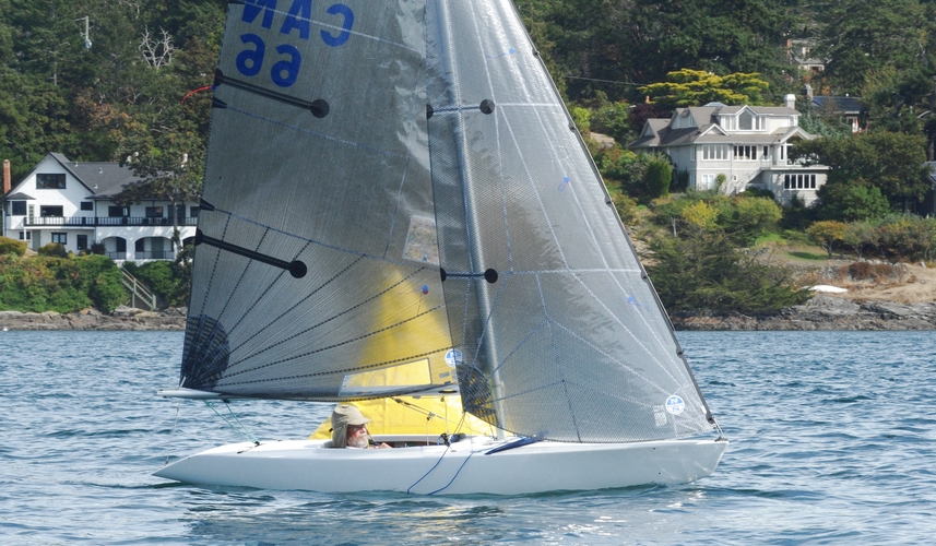 Man in a Martin 16 sailboat