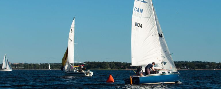 Two sailboats in a race