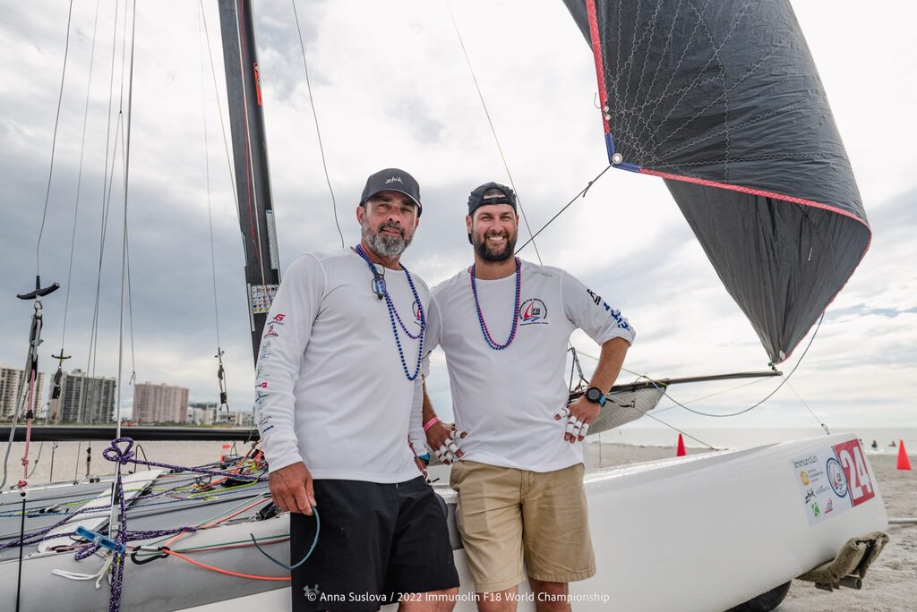 Joaquin Fayat and Codie Lonsberry at the 2022 F18 Worlds in Clearwater Beach, FL